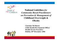 National Guidelines for Community Based Practitioners on Prevention and Management of Childhood Overweight and Obesity image link